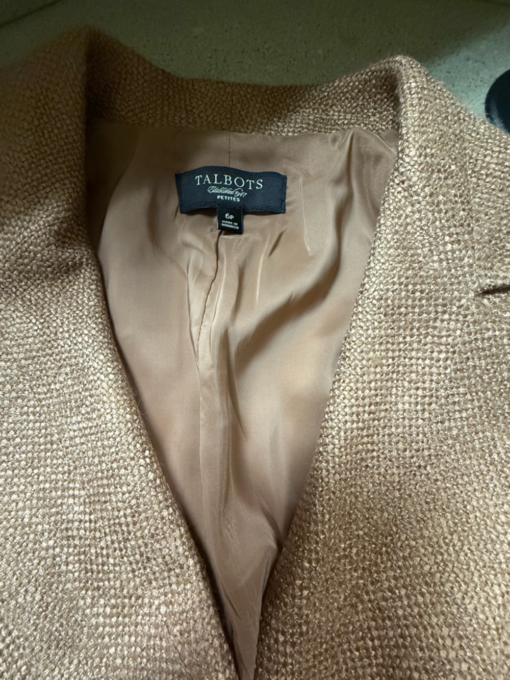 Talbots Double-Breasted Oatmeal Tweed Blazer - Picture 4 of 7